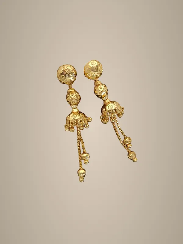Traditional_Gold-Plated_Jhumka_Earrings_with_Floral_Dome_and_Hanging_Beads