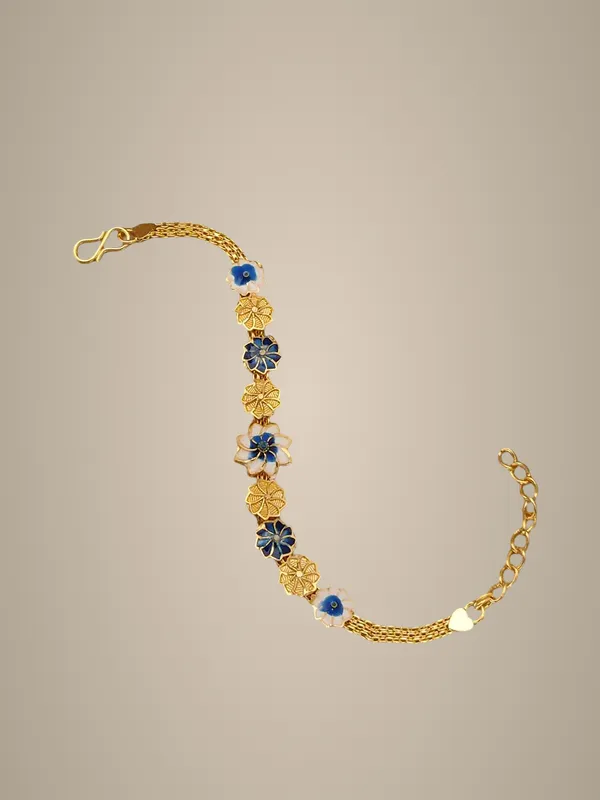 Elegant_Floral_Bracelet_with_Blue_and_Gold_Flower_Charms