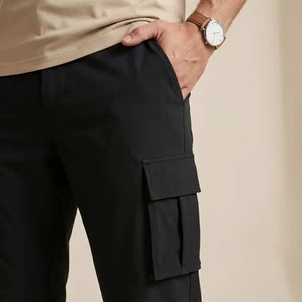 Black_Polyester_Cargo_Track_Pants_For_Men