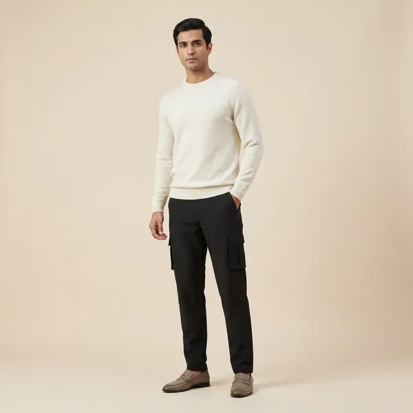 Black_Cotton_Blend_Cargo_Pants_For_Men