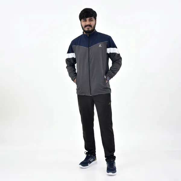 White_And_Grey_Polyester_Tracksuit_Set_For_Men