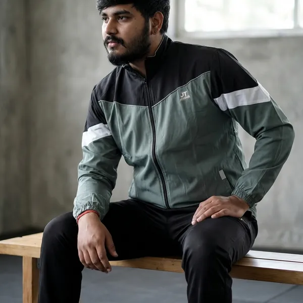 Green_And_Black_Polyester_Tracksuit_Set_For_Men