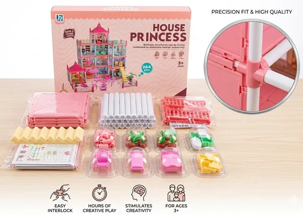 Skaleups_Princess_House_Doll_House_Toy_Set_with_Furniture_|_4_Floor_Dream_Castle_|_Creative_Play_Toy_for_Girls
