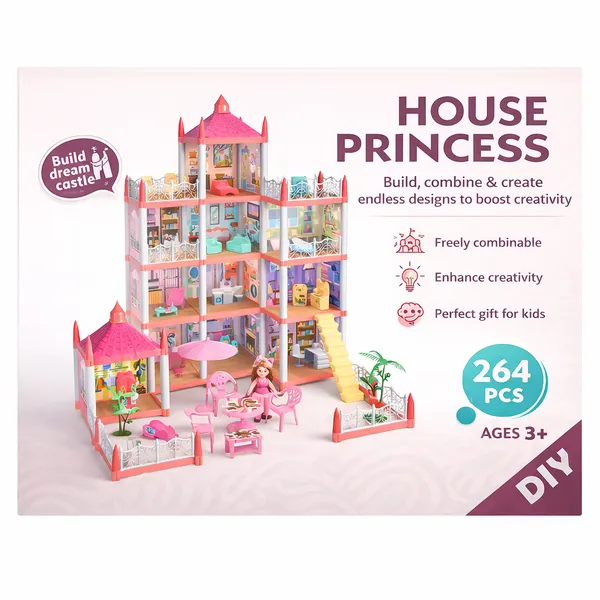 Skaleups_Princess_House_Doll_House_Toy_Set_with_Furniture_|_4_Floor_Dream_Castle_|_Creative_Play_Toy_for_Girls