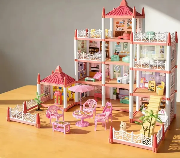 Skaleups_Princess_House_Doll_House_Toy_Set_with_Furniture_|_4_Floor_Dream_Castle_|_Creative_Play_Toy_for_Girls