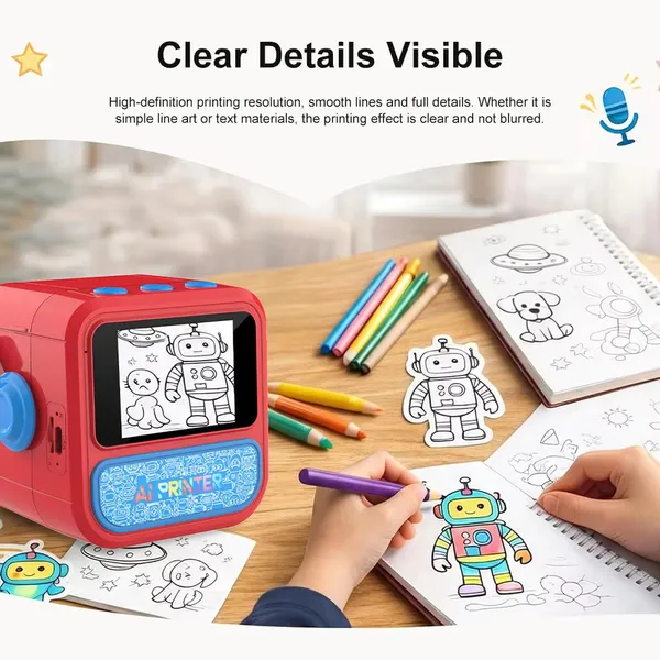 Skaleups_AI_Voice_Control_Kids_Mini_Printer_|_Portable_Thermal_Printer_with_HD_Screen,_Instant_Black_&_White_Printing,_Drawing_&_Colouring_Activities