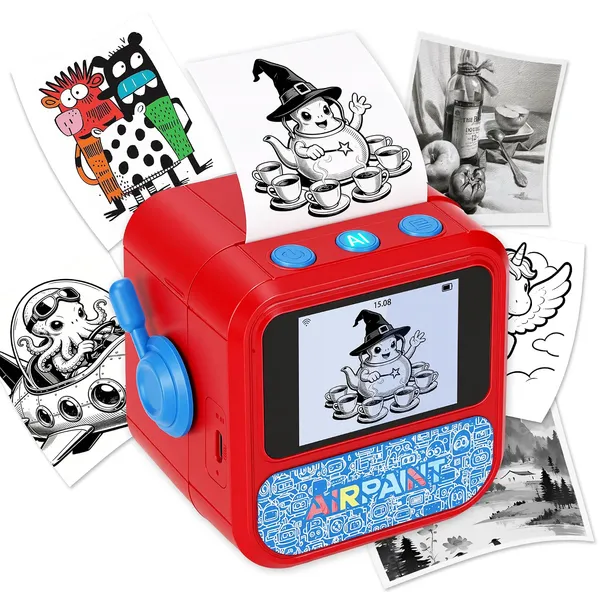 Skaleups_AI_Voice_Control_Kids_Mini_Printer_|_Portable_Thermal_Printer_with_HD_Screen,_Instant_Black_&_White_Printing,_Drawing_&_Colouring_Activities