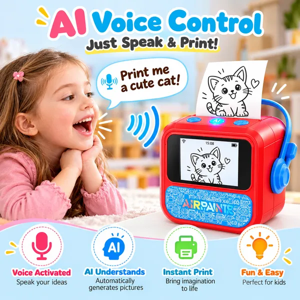Skaleups_AI_Voice_Control_Kids_Mini_Printer_|_Portable_Thermal_Printer_with_HD_Screen,_Instant_Black_&_White_Printing,_Drawing_&_Colouring_Activities