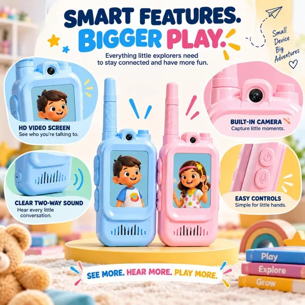 Skaleups_Kids_Video_Walkie_Talkie_with_Camera,_Video_Calling,_Voice_Intercom_&_Photo_Album_–_Rechargeable_Two-Way_Communication_Toy_for_Kids