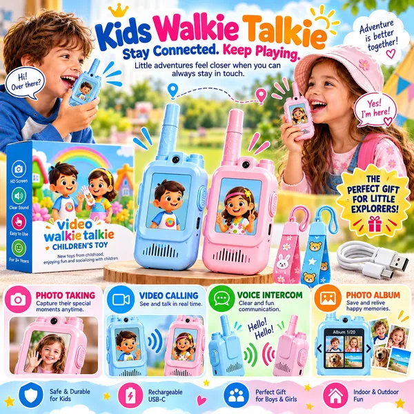 Skaleups_Kids_Video_Walkie_Talkie_with_Camera,_Video_Calling,_Voice_Intercom_&_Photo_Album_–_Rechargeable_Two-Way_Communication_Toy_for_Kids