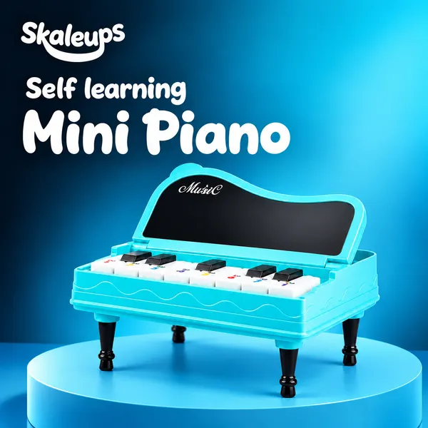 Skaleups_Self-Learning_Mini_Piano_(Blue)_with_7_Playing_Modes,_Colorful_Number_Keys_&_Multiple_Instrument_Sounds_|_Portable_Musical_Desk_Toy_&_Decorative_Showpiece_for_Kids_&_Adults_