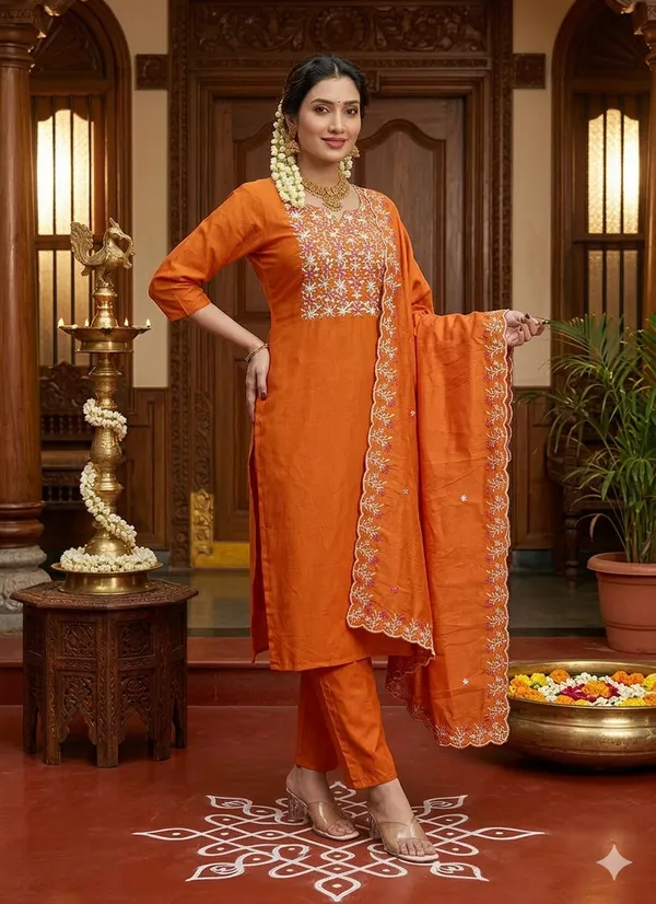 Cotton_Embroidered_Kurti_Bottom_With_Dupatta