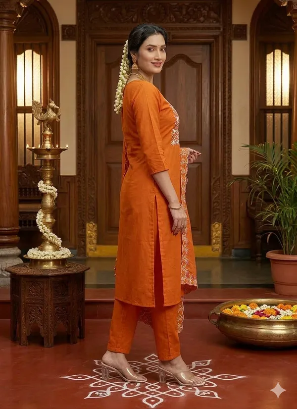 Cotton_Embroidered_Kurti_Bottom_With_Dupatta