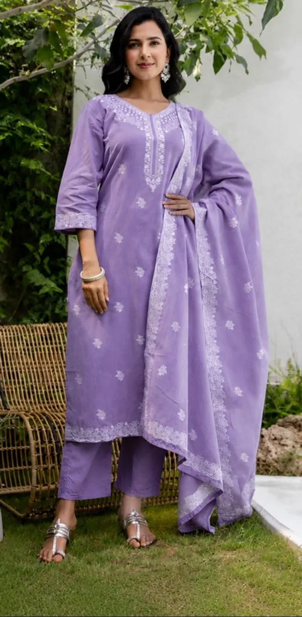 Embellished,_Woven_Kurta,_Trouser/Pant_&_Dupatta_Set