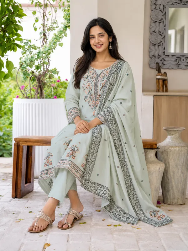 Embellished,_Woven_Kurta,_Trouser/Pant_&_Dupatta_Set