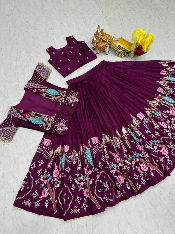 Embroidered_Vichitra_Silk_Lehenga_Choli_Set_with_Koti_for_Women_