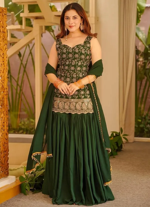 Green_Blooming_Faux_Georgette_Sharara_Suit_With_Heavy_Embroidery_Sequence_Work