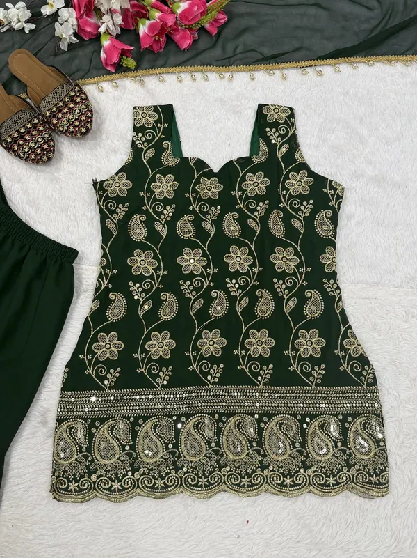 Green_Blooming_Faux_Georgette_Sharara_Suit_With_Heavy_Embroidery_Sequence_Work