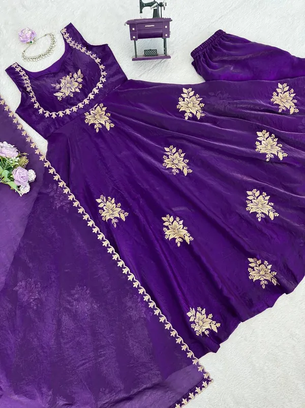 Sleeveless_Maroon_Silk_Anarkali_Gown_With_Sequence_Embroidery