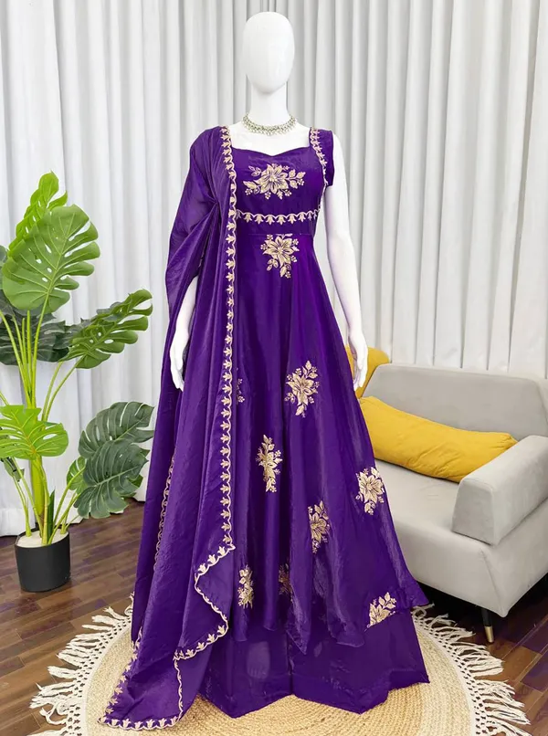 Sleeveless_Maroon_Silk_Anarkali_Gown_With_Sequence_Embroidery