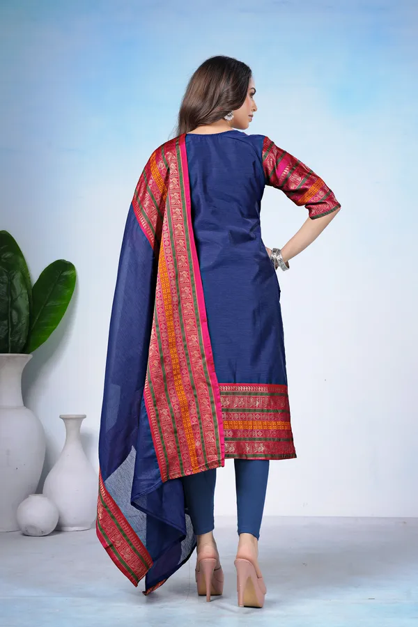 Women_Woven_Design_Silk_Blend_A-line_Kurta_With_Attached_Dupatta_(Black)