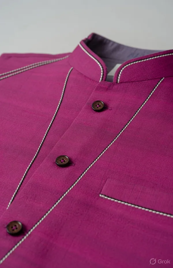 Premium_Pink_Khadi_Cotton_Waistcoat_for_Men_-_White_Stitch_Detail_Ethnic_Jacket