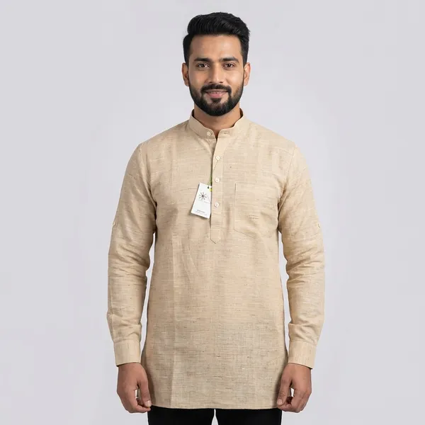 Khadi_India_Pure_Cotton_Beige_Kurta_With_Pocket_-_Symbol_Of_Purity