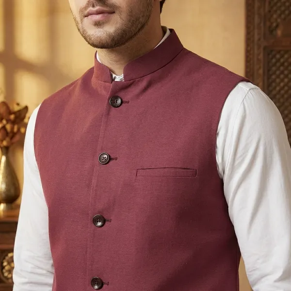 Men's_Mauve_Pink_Mandarin_Collar_Waistcoat_With_Concealed_Button_Placket