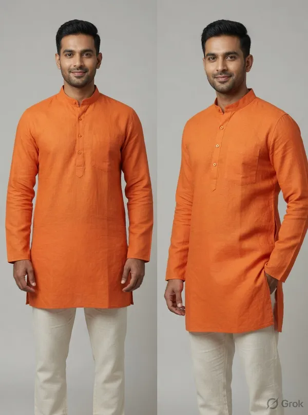 Pure_Khadi_cotton_kurta_With_Button_Closure