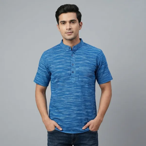 Men'S_Blue_Striped_Cotton_Casual_Shirt
