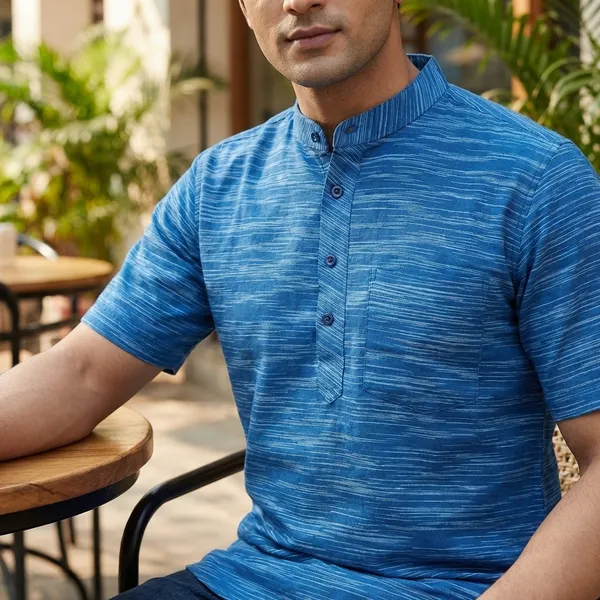 Men'S_Blue_Striped_Cotton_Casual_Shirt