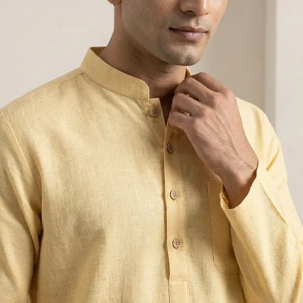 Natural_Handloom_Khadi_Cotton_Shirt_-_Mustard_Yellow