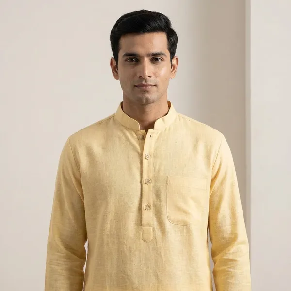 Natural_Handloom_Khadi_Cotton_Shirt_-_Mustard_Yellow