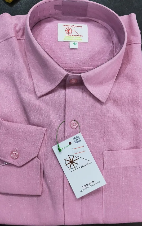 Pink_Khadi_Cotton_Full_Sleeve_Formal_Shirt_-_Size_40