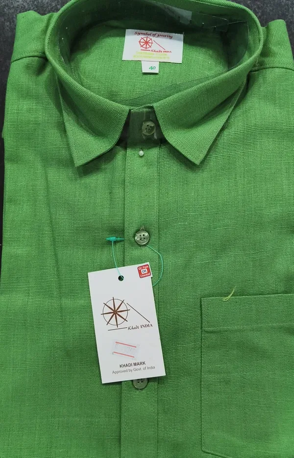 Khadi_India_Green_Cotton_Shirt_For_Men