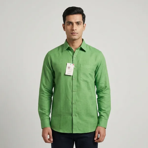 Khadi_India_Green_Cotton_Shirt_For_Men