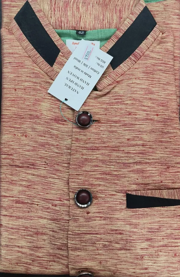 Men's_Rust_Orange_Khadi_Silk_Waistcoat_For_Men