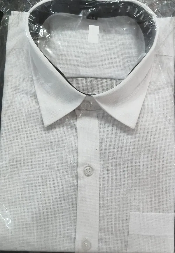 Men'S_White_Textured_Formal_Shirt_With_Contrast_Collar