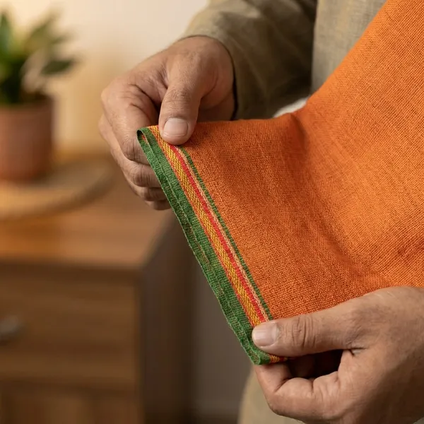 Orange_Cotton_Angwastra_With_Green_Border