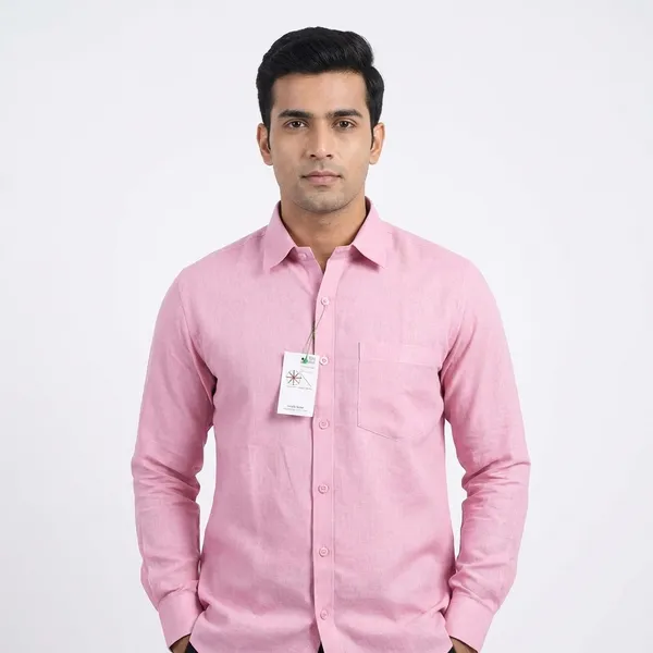 Pink_Khadi_Cotton_Full_Sleeve_Formal_Shirt_-_Size_40