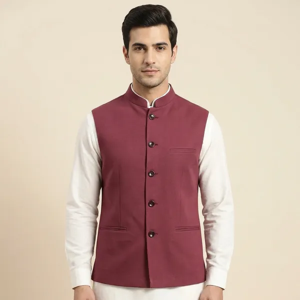Mauve_Rose_Pink_Khadi_cotton_Waistcoat_For_Men