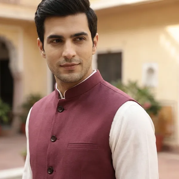 Mauve_Rose_Pink_Khadi_cotton_Waistcoat_For_Men