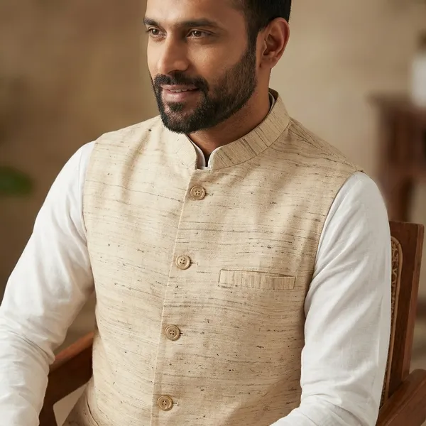 Men's_Green_Checkered_Silk_Waistcoat_-Traditional_Ethnic_Wear