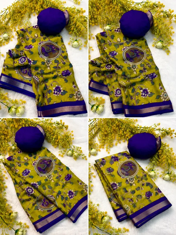 Best_Seller_Kalamkari_Designs_marshmallow_fabric_with_blouse_Piece_