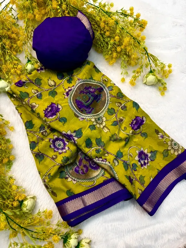 Best_Seller_Kalamkari_Designs_marshmallow_fabric_with_blouse_Piece_