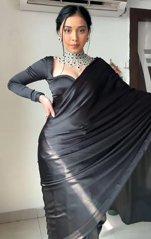 Black_Japan_Satin_Silk_Saree__|_With_Blouse_Piece