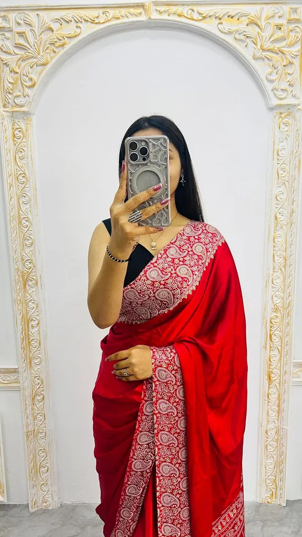 New_Red_Ajrakh_Modal_Silk_Saree__|_With_Blouse_Piece
