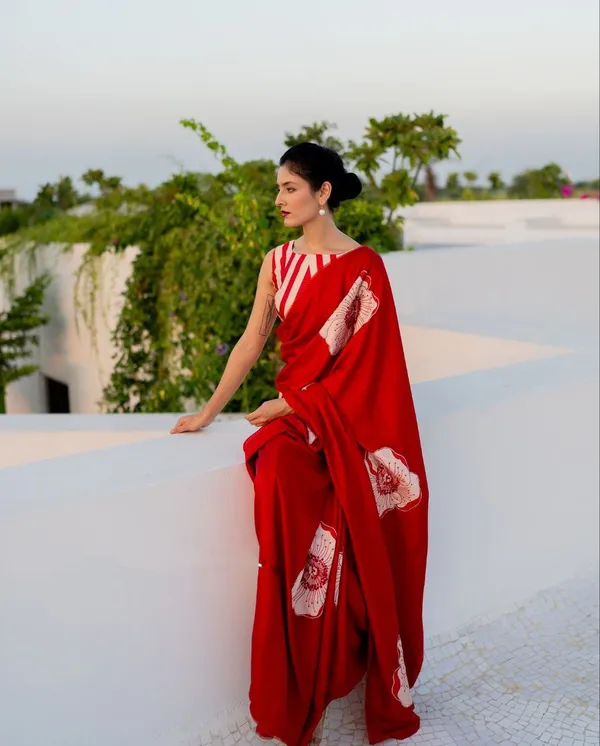 New_Red_Ajrakh_Modal_Silk_Saree__|_With_Blouse_Piece