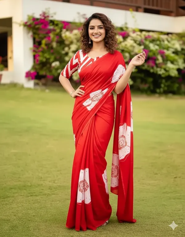 New_Red_Ajrakh_Modal_Silk_Saree__|_With_Blouse_Piece