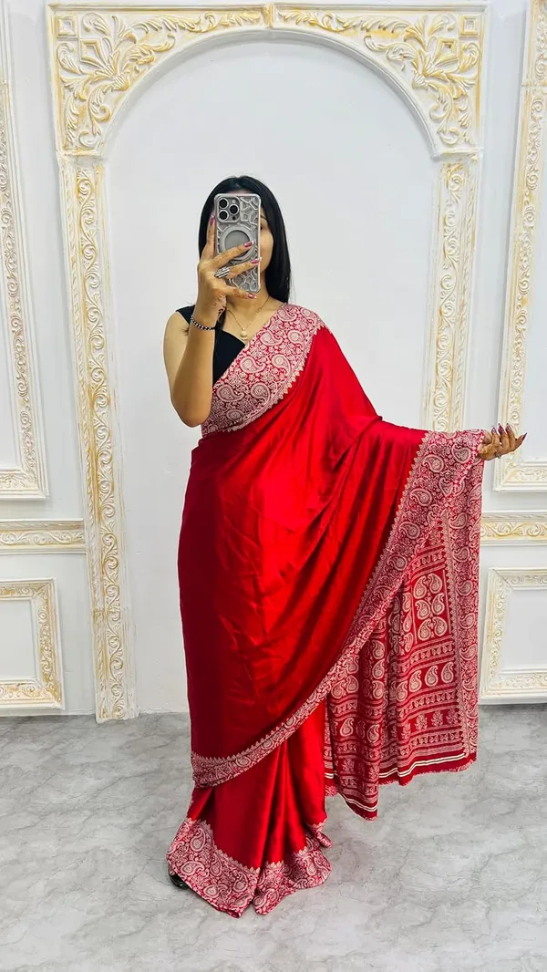New_Red_Ajrakh_Modal_Silk_Saree__|_With_Blouse_Piece